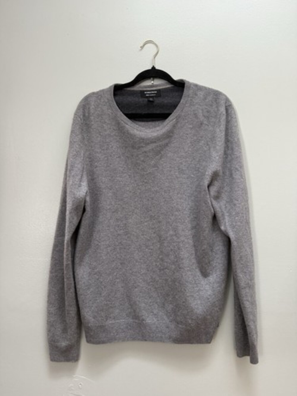 Nordstrom Gray Long Sleeve Crew Neck Pullover 100% Cashmere Sweater Size L